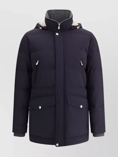 Brunello Cucinelli Hooded Down Jacket With Adjustable Back Slits In Black