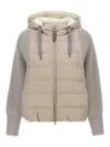 BRUNELLO CUCINELLI HOODED DOWN JACKET WITH  INSERTS