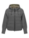 Brunello Cucinelli Hooded Down Jacket With Solomeo Inserts In Grey