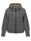 Brunello Cucinelli Hooded Down Jacket With Solomeo Inserts In Gray