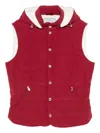 Brunello Cucinelli Hooded Down Gilet Sleeveless Quilted Design In Red