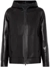 Brunello Cucinelli Glove Leather Zip-up Hooded Jacket In Black