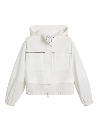 Brunello Cucinelli Kids' Hooded Jacket In White