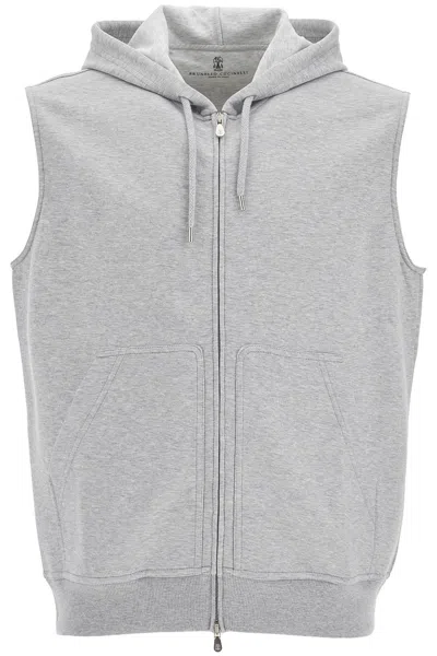 BRUNELLO CUCINELLI HOODED JERSEY VEST WITH HOOD