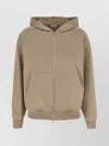 Brunello Cucinelli Hooded Kangaroo Pocket Top With Ribbed Cuffs In Brown