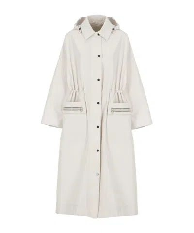 Brunello Cucinelli Hooded Long-length Single-breasted Coat In White