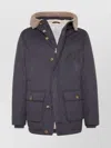Brunello Cucinelli Hooded Long Length Warm Fabric Front Pockets In Gray