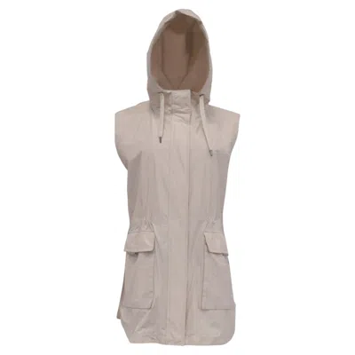 Pre-owned Brunello Cucinelli Hooded Long Vest Jacket In Beige Polyester In Brown