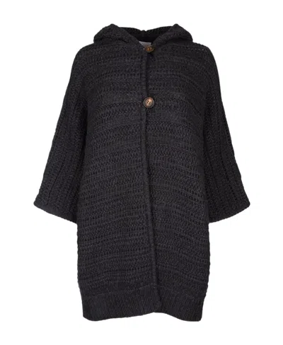 Brunello Cucinelli Hooded Midi Cardi-coat In Black