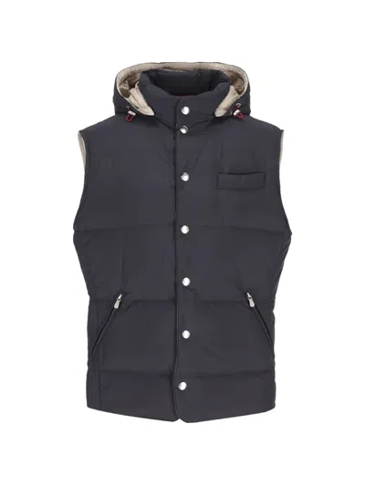 Brunello Cucinelli Hooded Padded Gilet In Black