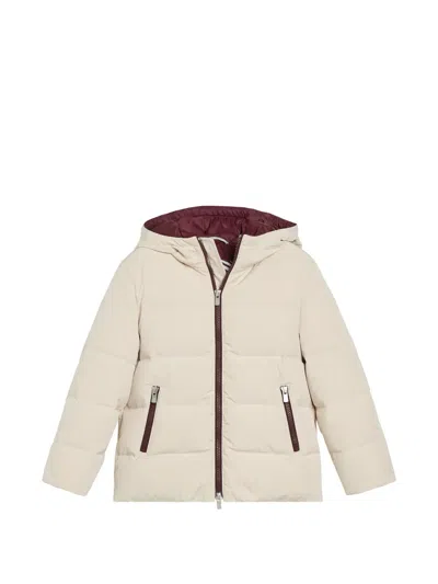 Brunello Cucinelli Kids' Hooded Padded Jacket In Neutrals