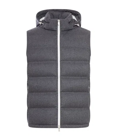Brunello Cucinelli Hooded Cotton Vest In Gray