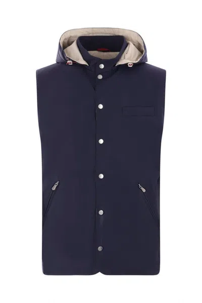 Brunello Cucinelli Hooded Vest In Navy