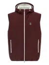 Brunello Cucinelli Hooded Vest With Elastic Hem And Side Zipper Pockets In Brown