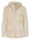 Brunello Cucinelli Shearling Parka In Neutral