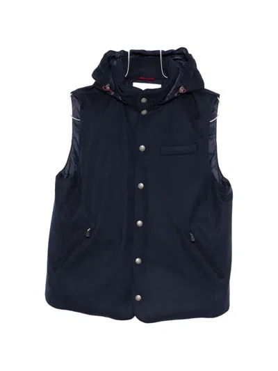 Brunello Cucinelli Hooded Press-stud Gilet In Blue