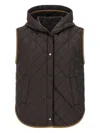 Brunello Cucinelli Lightweight Nylon Quilted Sleeveless Jacket Jackets And Coats Black In Brown