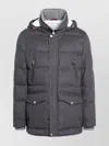 Brunello Cucinelli Hooded Quilted Jacket Featuring Front Pockets In Brown