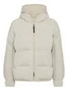 Brunello Cucinelli Hooded Ribbed Puffer Jacket In Nude
