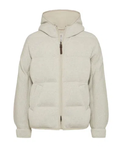 BRUNELLO CUCINELLI HOODED RIBBED PUFFER JACKET