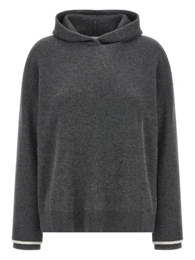 BRUNELLO CUCINELLI HOODED RIBBED SWEATER