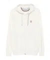Brunello Cucinelli Cashmere Knit Sweatshirt With Hood In White