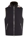 Brunello Cucinelli Sleeveless Hooded Down Jacket Side Zip Pockets In Brown
