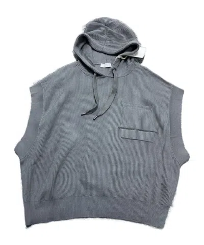 Brunello Cucinelli Hooded Sleeveless Sweater In Gray