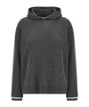 Brunello Cucinelli Ribbed Texture Hooded Sweater With Long Sleeves In Black