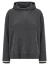 Brunello Cucinelli Ribbed Texture Hooded Sweater With Long Sleeves In Gray