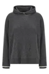 Brunello Cucinelli Ribbed Texture Hooded Sweater With Long Sleeves In Gray