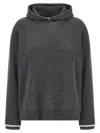 Brunello Cucinelli Ribbed Texture Hooded Sweater With Long Sleeves In Gray