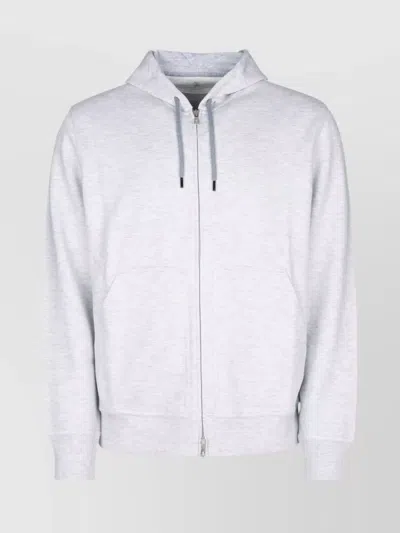 Brunello Cucinelli Hooded Sweater With Ribbed Cuffs And Hem In Grey