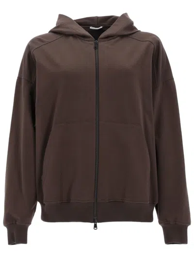 Brunello Cucinelli Hooded Sweatshirt In Stretch Cotton In Burgundy