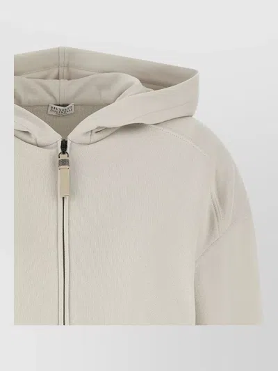 Brunello Cucinelli Hooded Sweatshirt Raglan Sleeves Cotton Fleece In Neutral