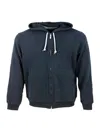 Brunello Cucinelli Hooded Sweatshirt With Drawstring In Soft And Precious Cotton With Zip Closure In Black