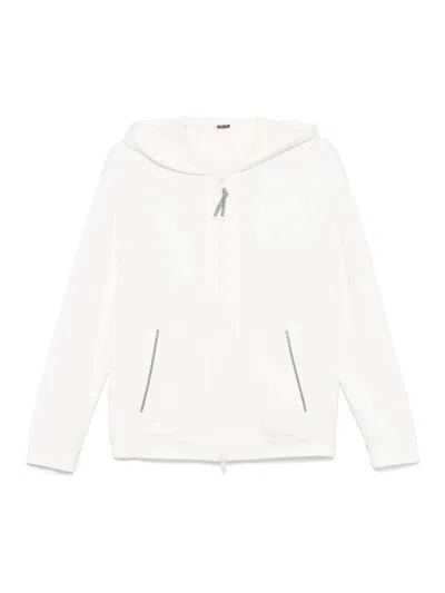 BRUNELLO CUCINELLI HOODED SWEATSHIRT WITH PRECIOUSZIPPER PULL