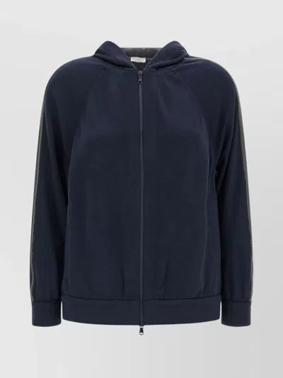 BRUNELLO CUCINELLI HOODED SWEATSHIRT WITH SIDE STRIPE DETAIL