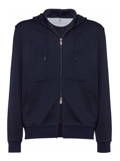 BRUNELLO CUCINELLI HOODED SWEATSHIRT WITH ZIPPER