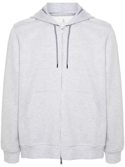 Brunello Cucinelli Hooded Sweatshirt With Zipper In Gray