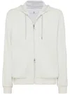 Brunello Cucinelli Cashmere-terry Cotton Zip-up Hoodie In White