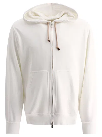 Brunello Cucinelli Hooded Sweatshirt With Zipper In White