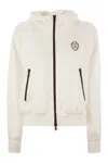 Brunello Cucinelli Hooded Sweatshirt With Ribbed Cuffs And Side Zip Pockets In White