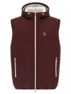 Brunello Cucinelli Hooded Vest With Elastic Hem And Side Zipper Pockets In Burgundy