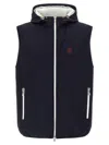 Brunello Cucinelli Water-repellent Technical Fabric Hooded Vest In Blue
