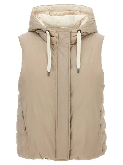 Brunello Cucinelli Hooded Vest In Beige