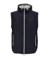 Brunello Cucinelli Blue Nylon Hooded Vest In Black