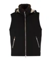 Brunello Cucinelli Men Wool Waistcoat With Fur Collar In Black
