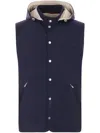 Brunello Cucinelli Hooded Vest In Blue