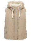 Shop Brunello Cucinelli Hooded Vest Gilet In Beige